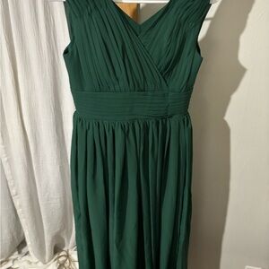 Express Deep Green Pleated Midi Dress